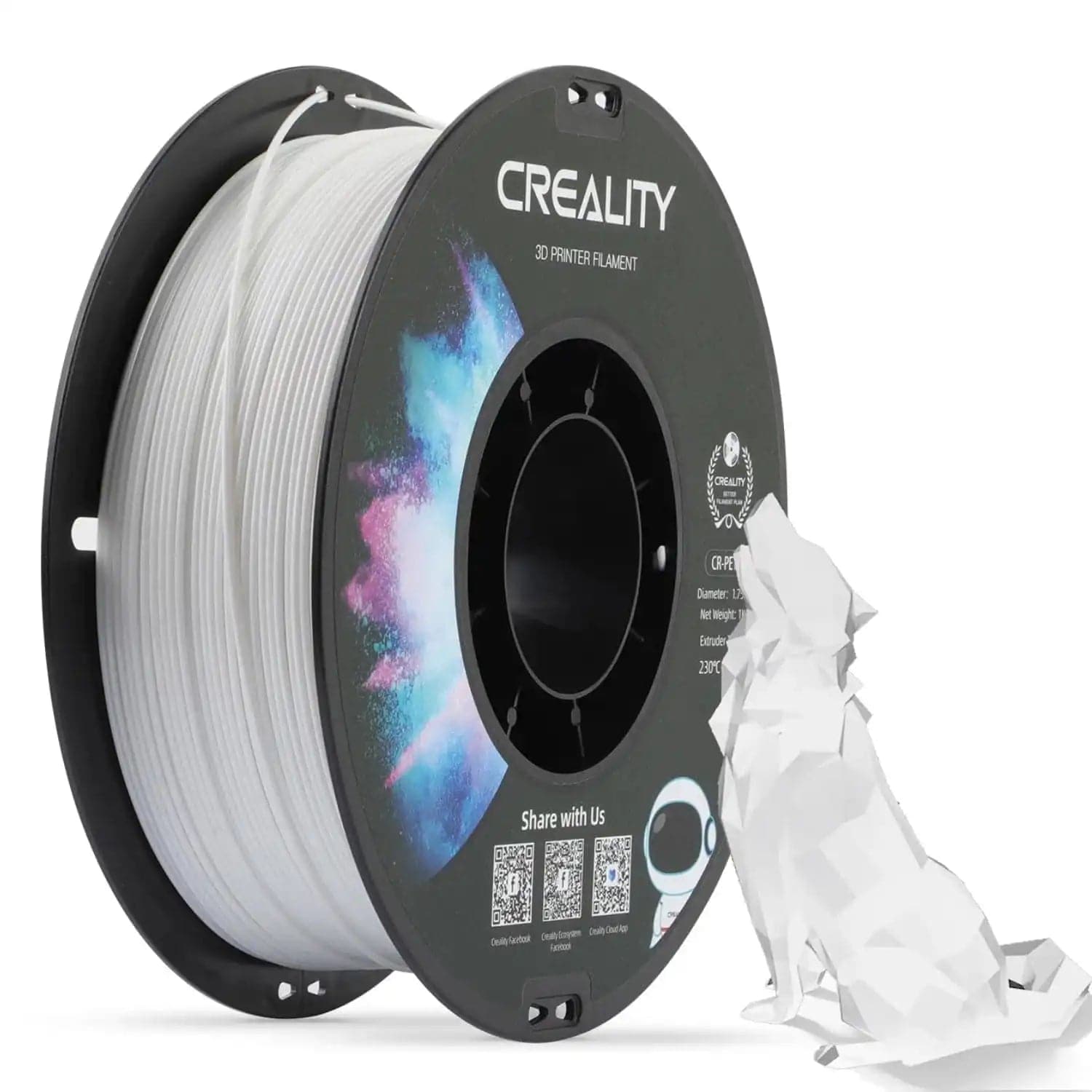 Official Creality PETG 3D Printer Filament 1.75mm 1kg (2.2lbs) Transparent