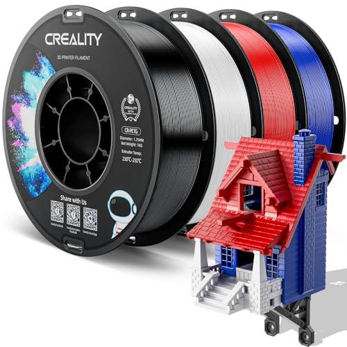 Official PETG 3D Printer Filament 1.75mm Bundle 4KG (8.8lbs), High Precision, Strong Toughness, Odorless, Better Flow Moistureproof 3D Printing Ender Filament, Black+White+Red+Blue