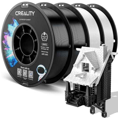 Official PETG 3D Printer Filament 1.75mm Bundle 4KG (8.8lbs), High Precision, Strong Toughness, Odorless, Better Flow Moistureproof 3D Printing Ender Filament, Black+Black+White+White