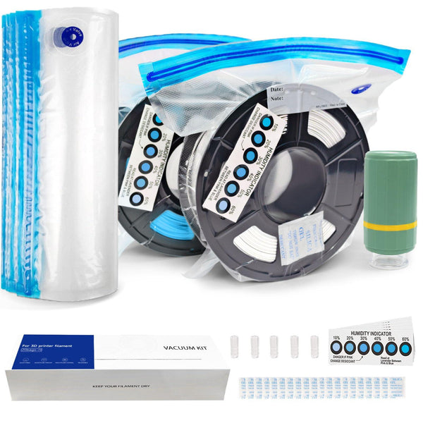 YOOPAI Filament Storage Bags Kit 66 Pcs With Auto Pump, 20 Filament Vacuum Storage Bags Plus 20 Desiccants, 10 Humidity Indicator Cards and 2 Clips