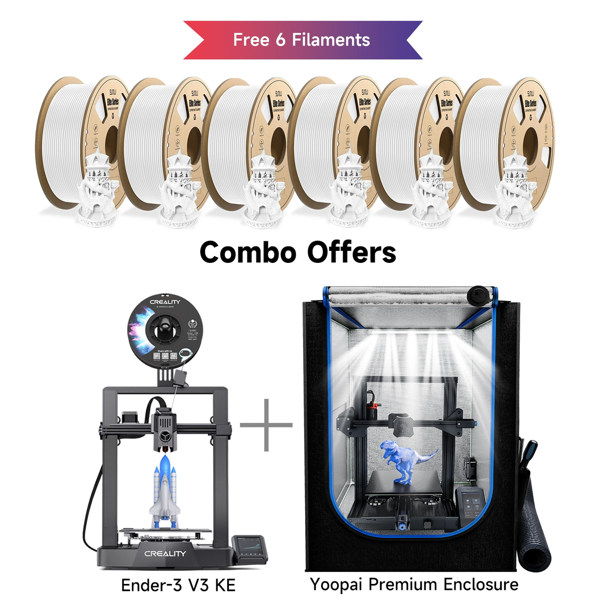 Creality Ender 3 V3 KE+Premium Enclosure, Free to Get 6 Spools PETG Filaments