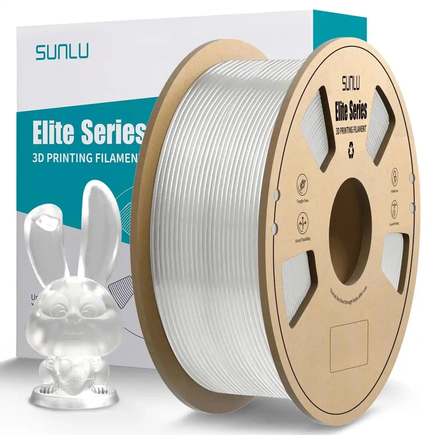 SUNLU Elite PLA 3D Printer Filament 1.75mm 1KG Spool (2.2lbs) - Transparent