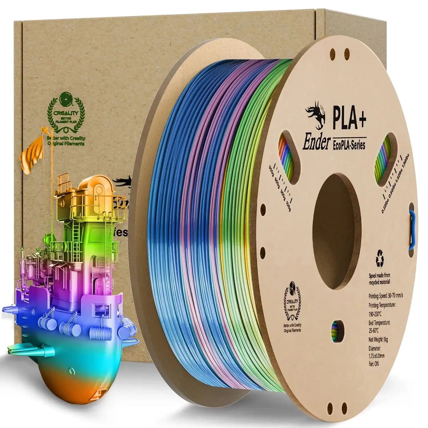 1.75mm PLA / SILK Rainbow Filament Set 1kg/2.2Lbs (4 pcs, each
