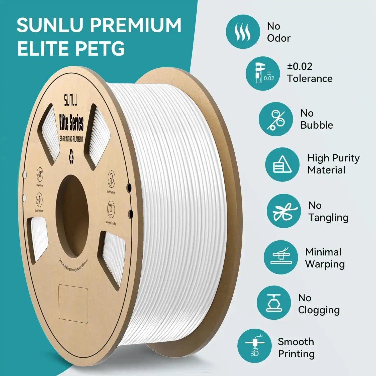 SUNLU Elite PETG Filament 1.75mm 1KGFeatures:


✅【Ship From Amazon FBA Warehouse】Same shipping service with Amazon. Enjoy reliable performance and fast shipping with the Amazon FBA Warehouse.
✅【High-QuSUNLU Elite PETG Filament 13D Printing Materials