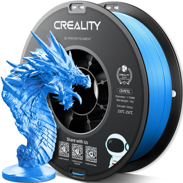 Official Creality PETG 3D Printer Filament 1.75mm 1KG (2.2lbs), High Precision, Strong Toughness, Odorless, Better Flow, Moistureproof 3D Printing CR PETG Filament, Digital Blue