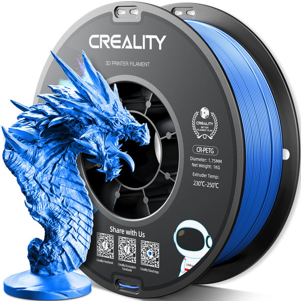 Official CREALITY PETG 3D Printer Filament 1.75mm 1KG (2.2lbs), High Precision Strong Toughness, Odorless Better Flow Moistureproof 3D Printing Ender Filament (Blue)