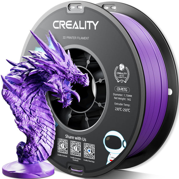 Official Creality PETG 3D Printer Filament 1.75mm 1KG (2.2lbs), High Precision, Strong Toughness, Odorless, Better Flow, Moistureproof 3D Printing CR PETG Filament, Purple